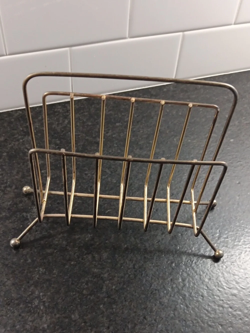 Brass Tone File Organizer Rack - Home Office